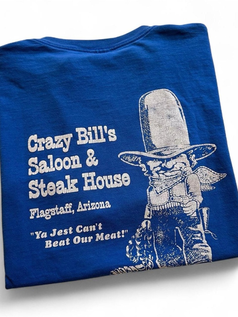 Vintage 90s Crazy Bill’s Steakhouse flagstaff Arizona Graphic Tee - Blue L